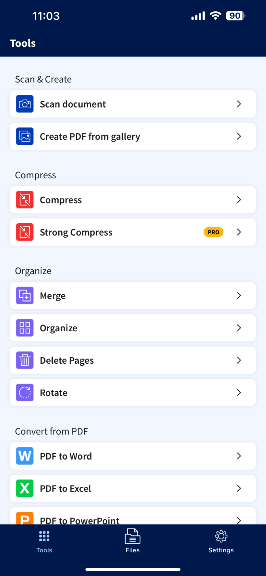 Smallpdf has a clean mobile interface.